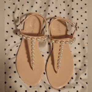 Stuart Weitzman Goldie Pearly Stud Jelly Sandals Size 6